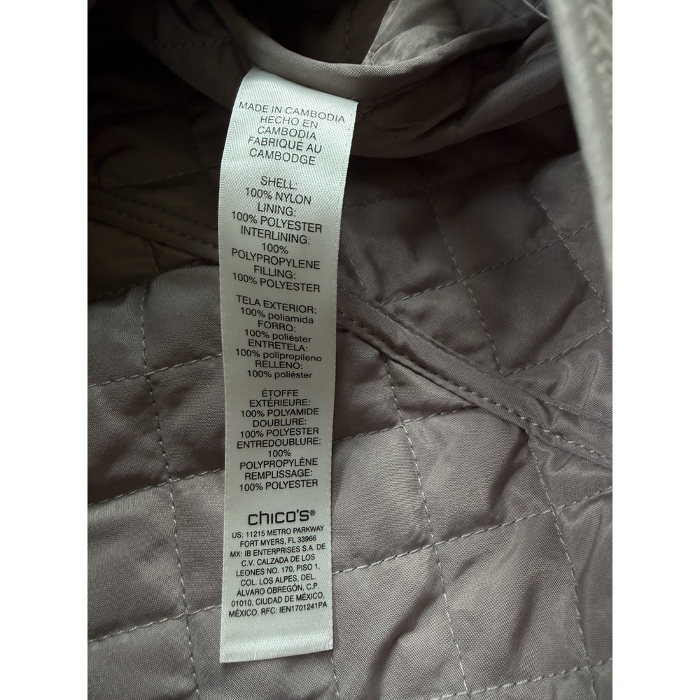 Chico's Quilted Full Button Front Jacket Women's Size 1 Medium Camel - Picture 7 of 16